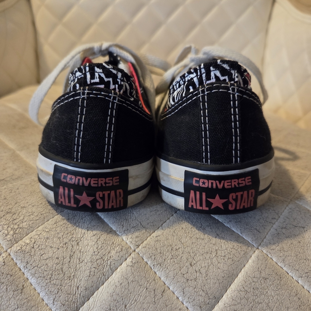 Converse Chuck Taylor Low TopCanvas Sneakers with Pink Punk Rock Girl Pattern - Picture 9 of 14